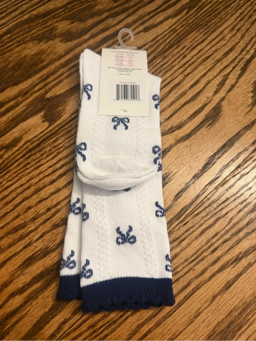 Little Stocking Company Navy Bows Knee High Socks Size 4-6 Years
